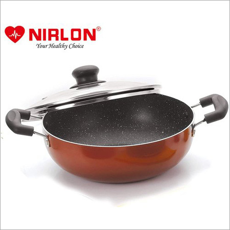 Nirlon Brownie Non Stick Kadhai with Glass Lid