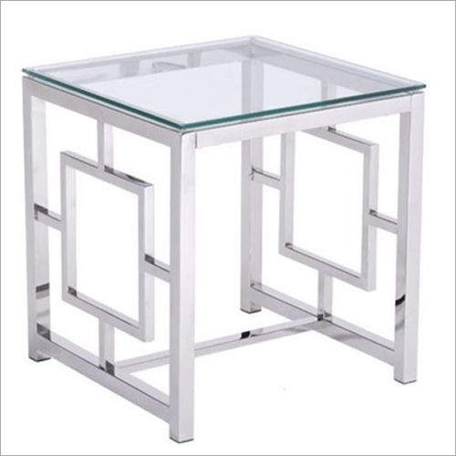 Steel With Glass Side Table