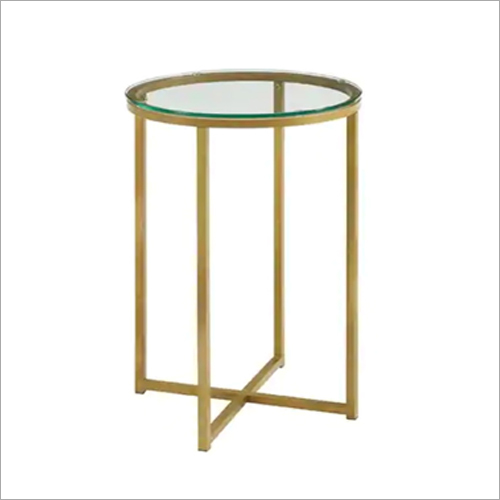 Cross and Zero Gold and Glass Side Table