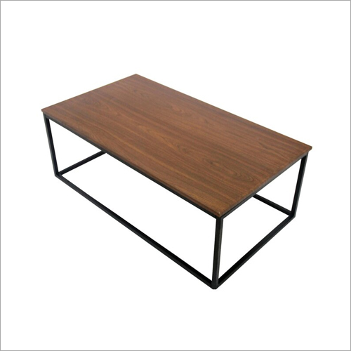 Metal And Wooden Rectangle Coffee Table No Assembly Required