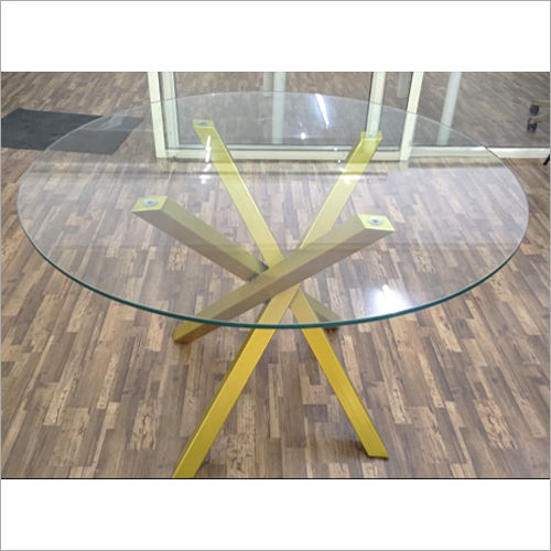 Gold Starburst Round With Glass Dining Table