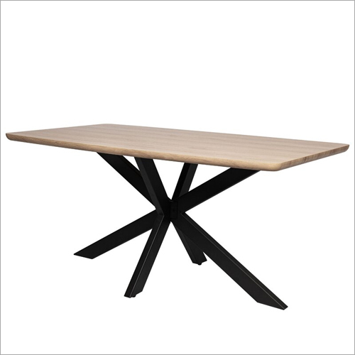 Metal And Wooden Rectangular Dining Table