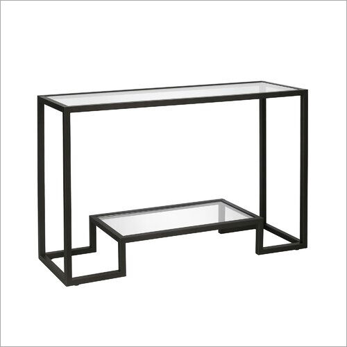 One Step Console Table Black With Glass Shelf