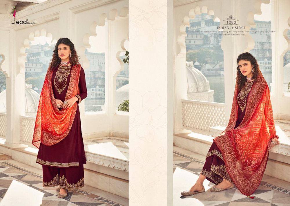 Eba Lifestyle Rang Bandhej Heavy Chinon Salwar Suits Catalog