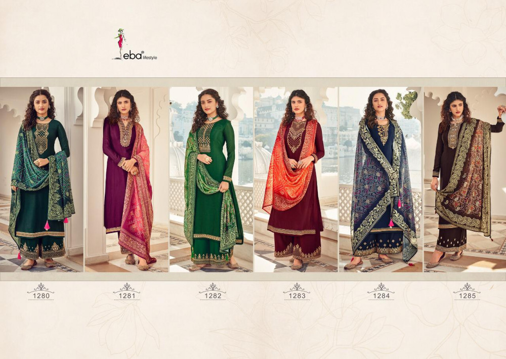 Eba Lifestyle Rang Bandhej Heavy Chinon Salwar Suits Catalog