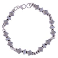 MULTIPLE NATURAL GEMSTONES 925 STERLING SOLID SILVER SQUARE/MARQUISE CUT STONE HANDMADE BRACELET