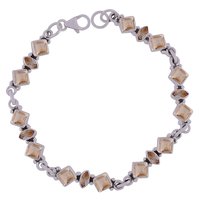 MULTIPLE NATURAL GEMSTONES 925 STERLING SOLID SILVER SQUARE/MARQUISE CUT STONE HANDMADE BRACELET