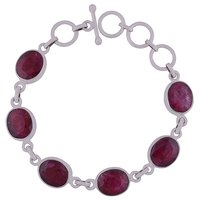 RAINBOW NATURAL GEMSTONE 925 STERLING SOLID SILVER OVAL CUT STONE HANDMADE BRACELET