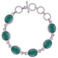 RAINBOW NATURAL GEMSTONE 925 STERLING SOLID SILVER OVAL CUT STONE HANDMADE BRACELET
