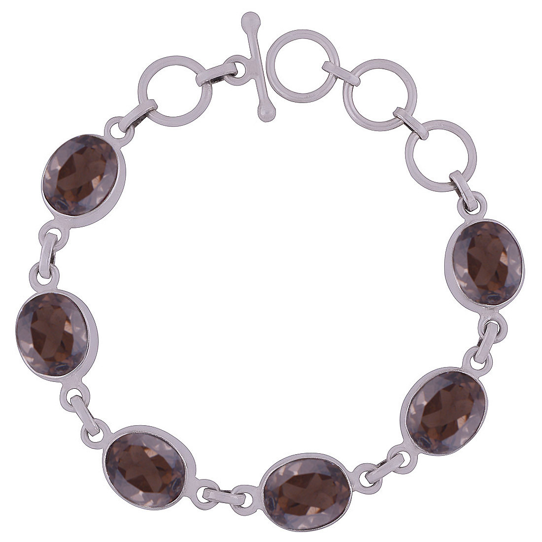 RAINBOW NATURAL GEMSTONE 925 STERLING SOLID SILVER OVAL CUT STONE HANDMADE BRACELET