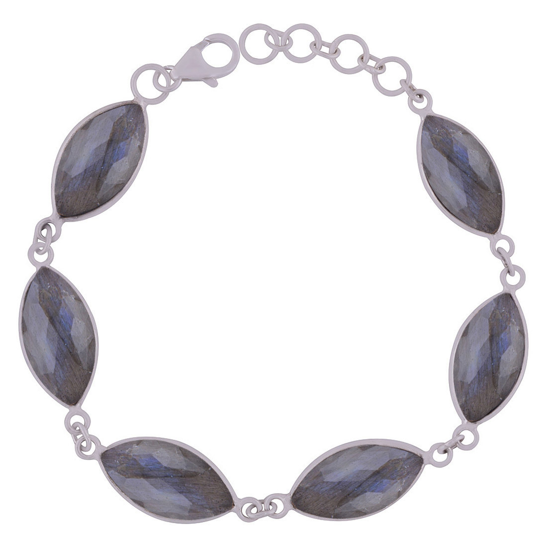 BLACK ONYX NATURAL GEMSTONE 925 STERLING SOLID SILVER MARQUISE CUT STONE HANDMADE BRACELET