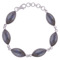 BLACK ONYX NATURAL GEMSTONE 925 STERLING SOLID SILVER MARQUISE CUT STONE HANDMADE BRACELET