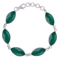 BLACK ONYX NATURAL GEMSTONE 925 STERLING SOLID SILVER MARQUISE CUT STONE HANDMADE BRACELET
