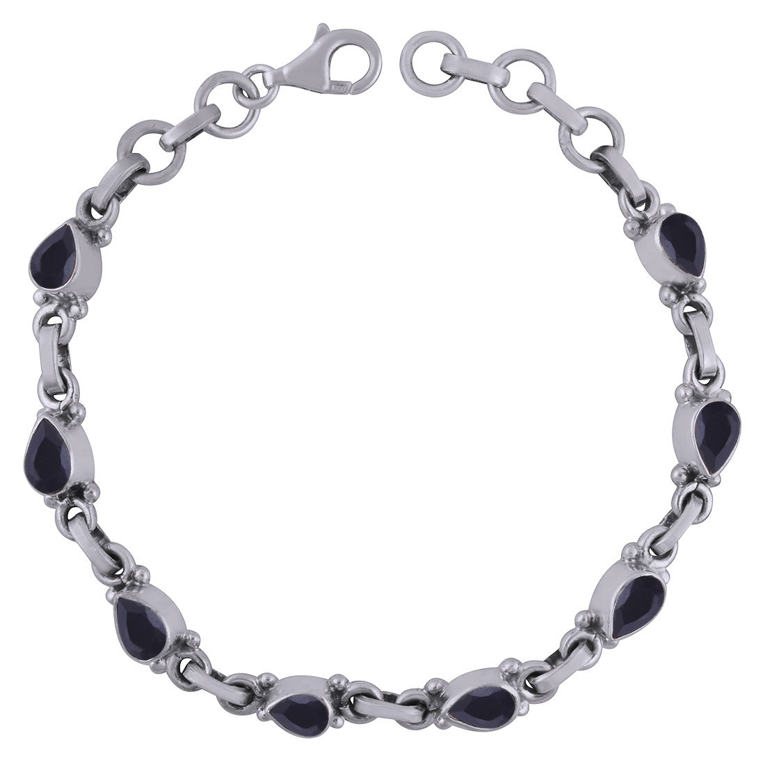 GARNET NATURAL GEMSTONE 925 STERLING SOLID SILVER PEAR CUT STONE HANDMADE BRACELET