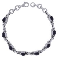 GARNET NATURAL GEMSTONE 925 STERLING SOLID SILVER PEAR CUT STONE HANDMADE BRACELET