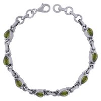 GARNET NATURAL GEMSTONE 925 STERLING SOLID SILVER PEAR CUT STONE HANDMADE BRACELET