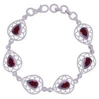 AMETHYST NATURAL GEMSTONE 925 STERLING SOLID SILVER PEAR CUT STONE JALI HANDMADE BRACELET