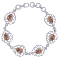 AMETHYST NATURAL GEMSTONE 925 STERLING SOLID SILVER PEAR CUT STONE JALI HANDMADE BRACELET