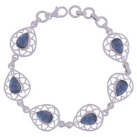 AMETHYST NATURAL GEMSTONE 925 STERLING SOLID SILVER PEAR CUT STONE JALI HANDMADE BRACELET