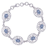 MULTIPLE NATURAL GEMSTONES 925 STERLING SOLID SILVER OVAL CUT STONE JALI HANDMADE BRACELET
