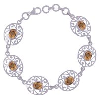 MULTIPLE NATURAL GEMSTONES 925 STERLING SOLID SILVER OVAL CUT STONE JALI HANDMADE BRACELET