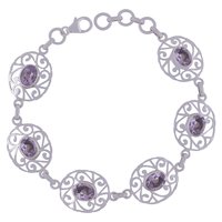 MULTIPLE NATURAL GEMSTONES 925 STERLING SOLID SILVER OVAL CUT STONE JALI HANDMADE BRACELET