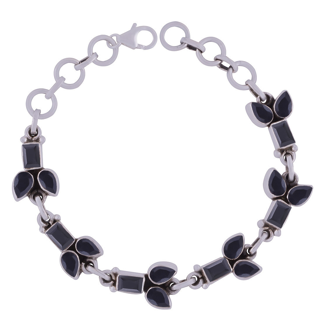 AMETHYST NATURAL GEMSTONE 925 STERLING SOLID SILVER PEAR/RECTANGLE CUT STONE HANDMADE BRACELET