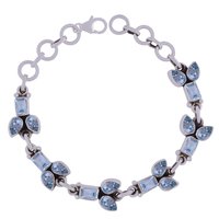 AMETHYST NATURAL GEMSTONE 925 STERLING SOLID SILVER PEAR/RECTANGLE CUT STONE HANDMADE BRACELET