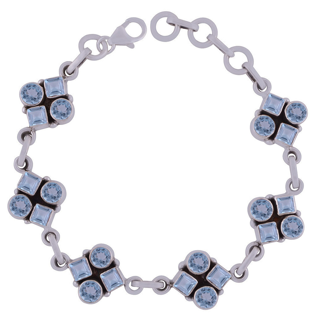 GARNET NATURAL GEMSTONE 925 STERLING SOLID SILVER ROUND/SQUARE CUT STONE HANDMADE BRACELET