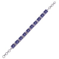 AMETHYST NATURAL GEMSTONE 925 STERLING SOLID SILVER RECTANGLE CUT STONE HANDMADE BRACELET