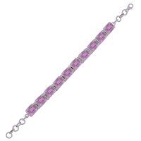 AMETHYST NATURAL GEMSTONE 925 STERLING SOLID SILVER RECTANGLE CUT STONE HANDMADE BRACELET