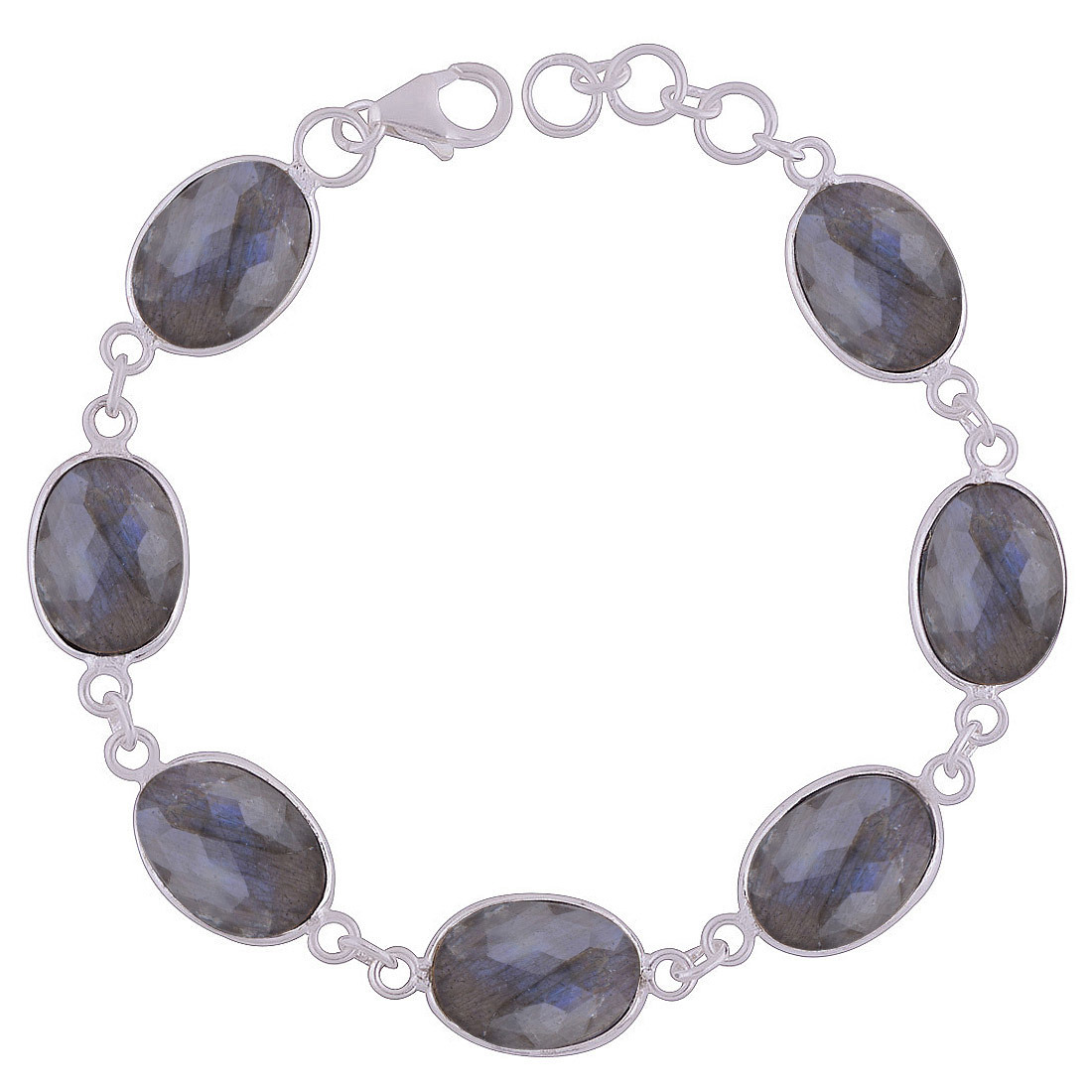 BLACK ONYX NATURAL GEMSTONE 925 STERLING SOLID SILVER OVAL CUT STONE HANDMADE BRACELET