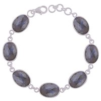 BLACK ONYX NATURAL GEMSTONE 925 STERLING SOLID SILVER OVAL CUT STONE HANDMADE BRACELET