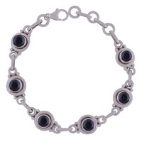 GARNET NATURAL GEMSTONE 925 STERLING SOLID SILVER ROUND CUT STONE HANDMADE BRACELET