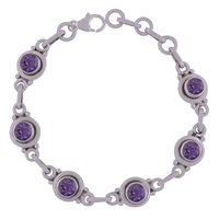 GARNET NATURAL GEMSTONE 925 STERLING SOLID SILVER ROUND CUT STONE HANDMADE BRACELET