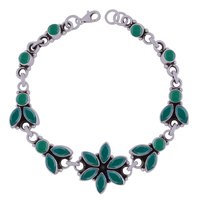 GARNET NATURAL GEMSTONE 925 STERLING SOLID SILVER ROUND/MARQUISE CUT STONE HANDMADE BRACELET