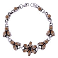 GARNET NATURAL GEMSTONE 925 STERLING SOLID SILVER ROUND/MARQUISE CUT STONE HANDMADE BRACELET