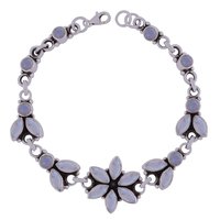GARNET NATURAL GEMSTONE 925 STERLING SOLID SILVER ROUND/MARQUISE CUT STONE HANDMADE BRACELET