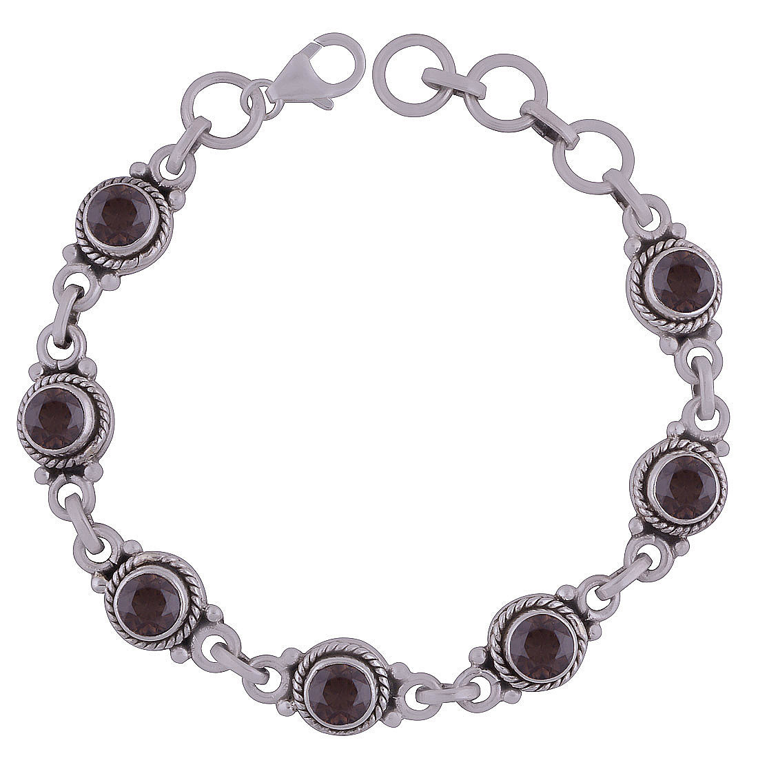 GARNET NATURAL GEMSTONE 925 STERLING SOLID SILVER ROUND CUT STONE HANDMADE BRACELET
