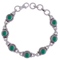 GARNET NATURAL GEMSTONE 925 STERLING SOLID SILVER ROUND CUT STONE HANDMADE BRACELET