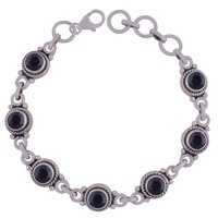 GARNET NATURAL GEMSTONE 925 STERLING SOLID SILVER ROUND CUT STONE HANDMADE BRACELET