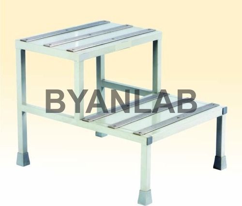 Step Stool - Stainless Steel Frame, 460(L)x510(W)x460(H) Size | Sheet Metal Top, PVC Rubber Base, 150kg Weight Capacity, Silver Finish