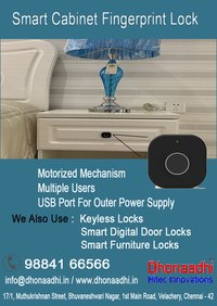 Cabinet Fingerprint Locks - Metal, Variable Size, Black, Motorized Usb Power, Up To 20 Users