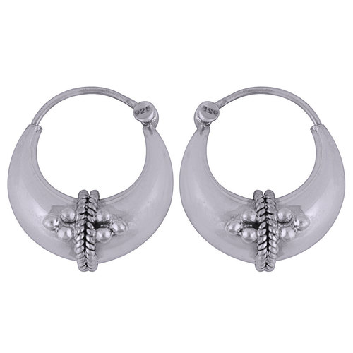 BEAUTIFUL HAND WORK PLAIN 925 STERLING SOLID SILVER BALI EARRINGS