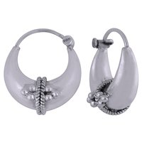 BEAUTIFUL HAND WORK PLAIN 925 STERLING SOLID SILVER BALI EARRINGS
