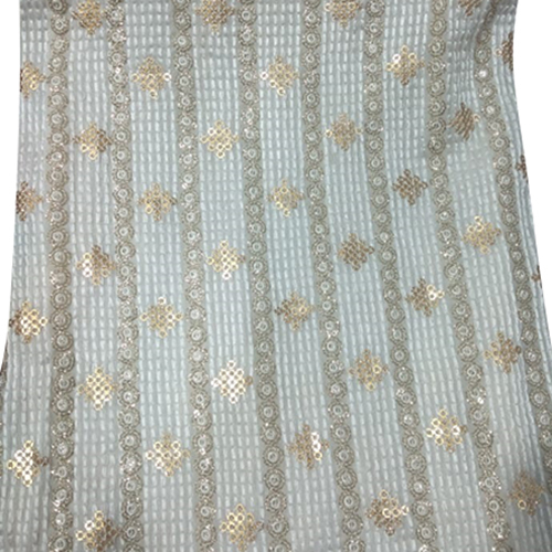 Designer Georgette Sequin Fabric - Attributes: Washable
