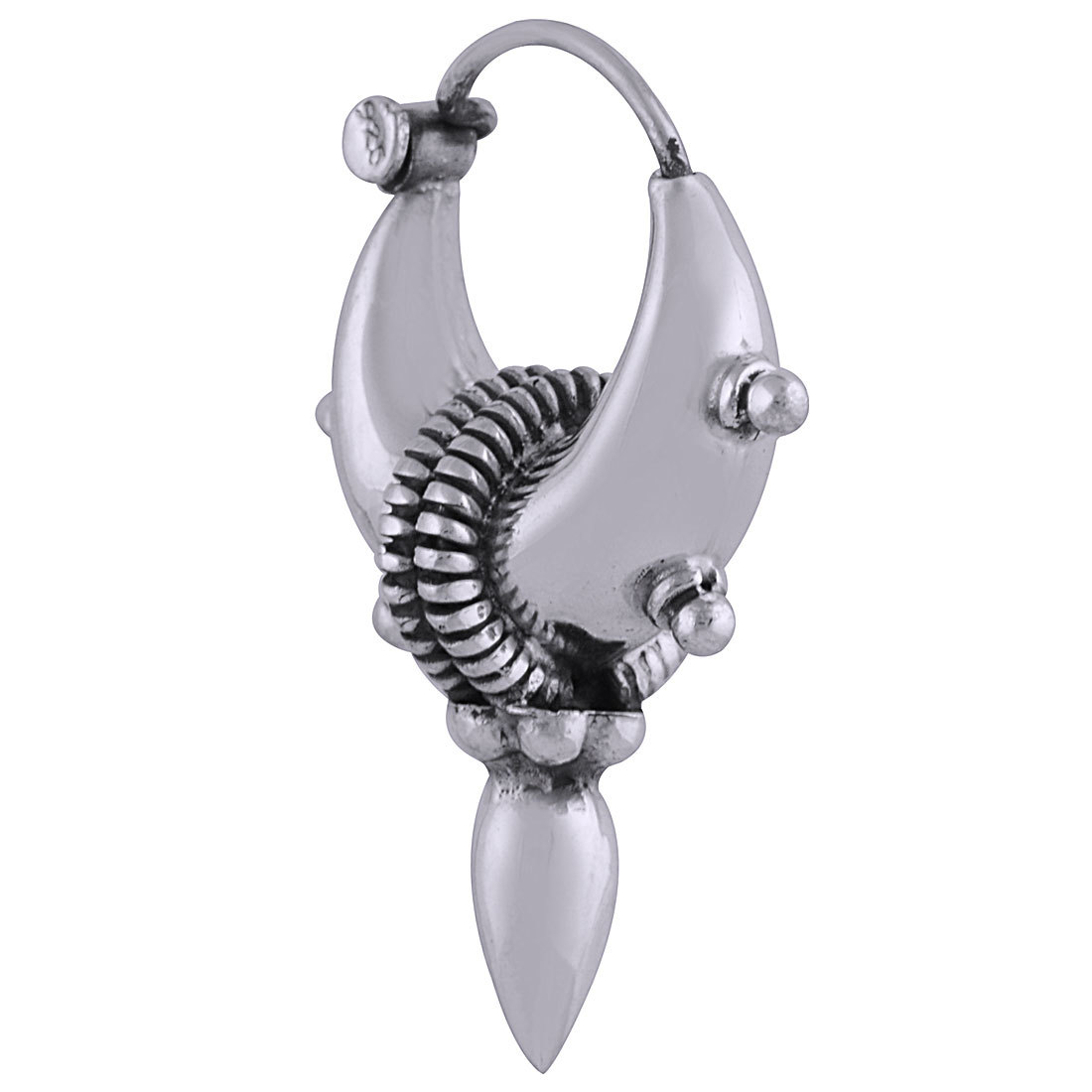 TEMPLE BALI DROP PLAIN 925 STERLING SOLID SILVER BALI EARRINGS
