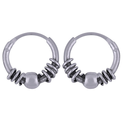 BEAUTIFUL HAND WORK PLAIN 925 STERLING SOLID SILVER BALI EARRINGS