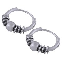 BEAUTIFUL HAND WORK PLAIN 925 STERLING SOLID SILVER BALI EARRINGS