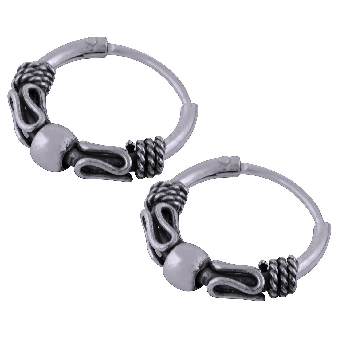 BEAUTIFUL HAND WORK PLAIN 925 STERLING SOLID SILVER BALI EARRINGS